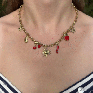 Découvrez le Collier Charms - Soleil, Cerise, Coeur idéale pour offrir un cadeaux